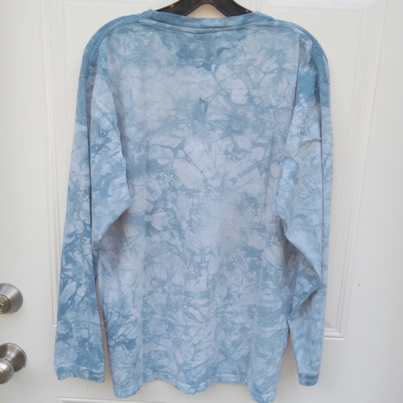Vtg Bear "Back to Earth" Blue Graphic Long Sleeve Shirt Size Medium Tie-Dyed - Picture 2 of 8